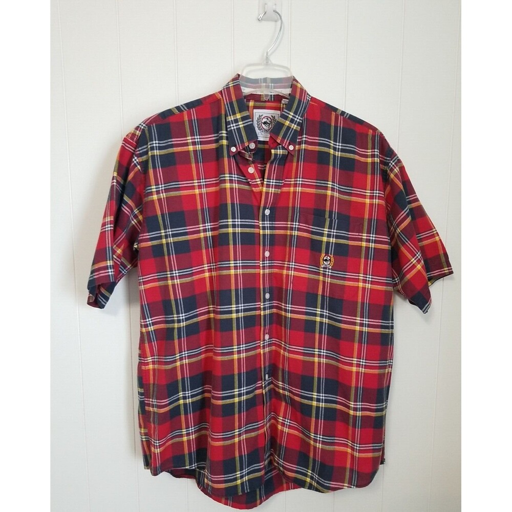 Cinch Shirt Mens Size Large Red Blue Western Rodeo Cowboy Plaid Short Sleeve